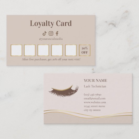 Elegant Lash Technician Loyalty Card ロイヤリティカード (正面/裏面)