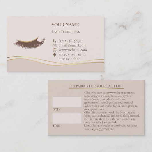 Elegant Lashes Before care Appointment Card 予約カード (正面/裏面)
