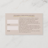 Elegant Lashes Before care Appointment Card 予約カード (裏面)