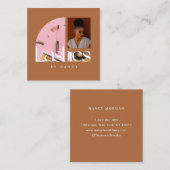 Elegant Lashes Photo Collage Terracotta  スクエア名刺 (正面/裏面)