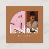 Elegant Lashes Photo Collage Terracotta スクエア名刺 (正面)