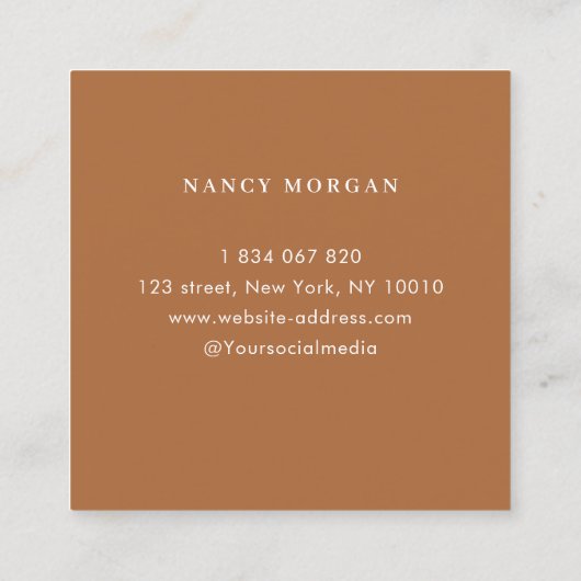 Elegant Lashes Photo Collage Terracotta スクエア名刺 (裏面)