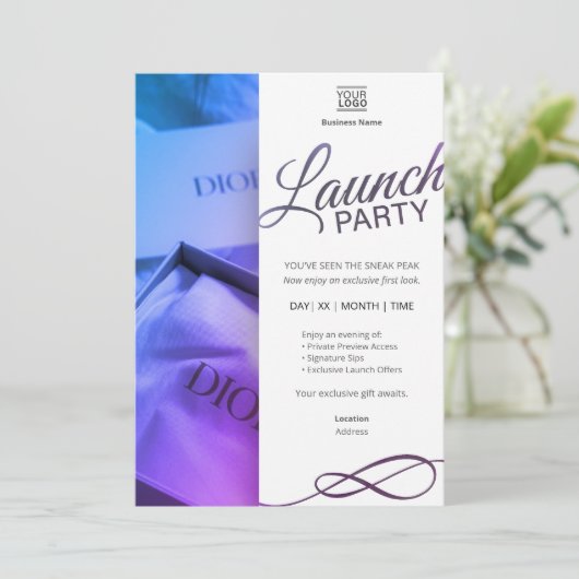 Elegant Launch Party Invitation Template 招待状 (スタンド正面)