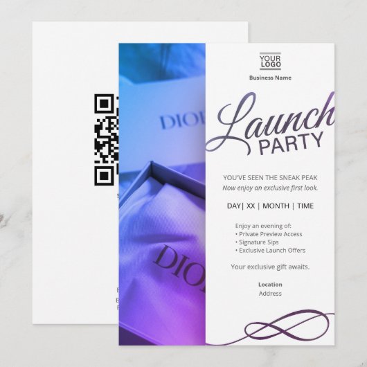 Elegant Launch Party Invitation Template 招待状 (正面/裏面)