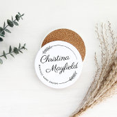 Elegant Laurel Leaves Personalized Name Business コースター