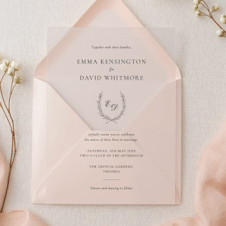 Elegant Laurel Wreath Minimalist Wedding アクリル招待状