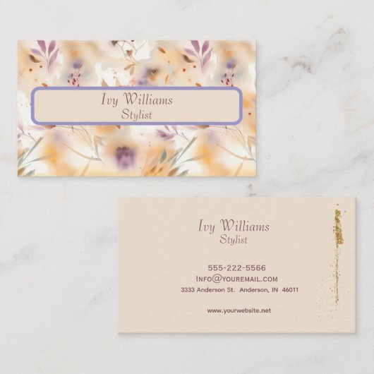 Elegant Lavender and Cream Minimalist  名刺 (正面/裏面)