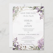 Elegant Lavender and Purple Watercolor Floral 招待状 (正面)