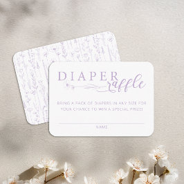 Elegant Lavender Baby Shower Diaper Raffle エンクロージャーカード