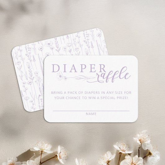 Elegant Lavender Baby Shower Diaper Raffle エンクロージャーカード