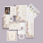Elegant Lavender, Blush and Cream Wildflowers エンクロージャーカード