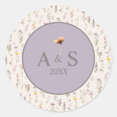 Elegant Lavender, Blush and Cream Wildflowers ラウンドシール (正面)