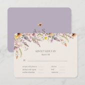Elegant Lavender, Blush and Cream Wildflowers 出欠カード (正面/裏面)