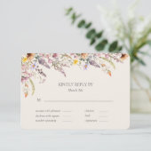 Elegant Lavender, Blush and Cream Wildflowers 出欠カード (スタンド正面)