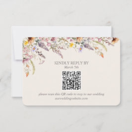 Elegant Lavender, Blush and Cream Wildflowers QR 出欠カード