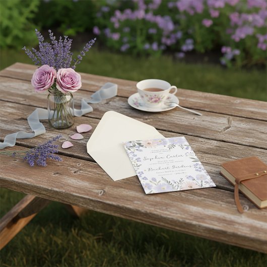 Elegant Lavender Blush Floral Wedding Shower  招待状