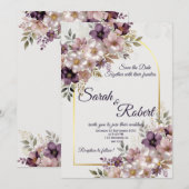 Elegant Lavender Blush Wedding Save The Date 招待状 (正面/裏面)