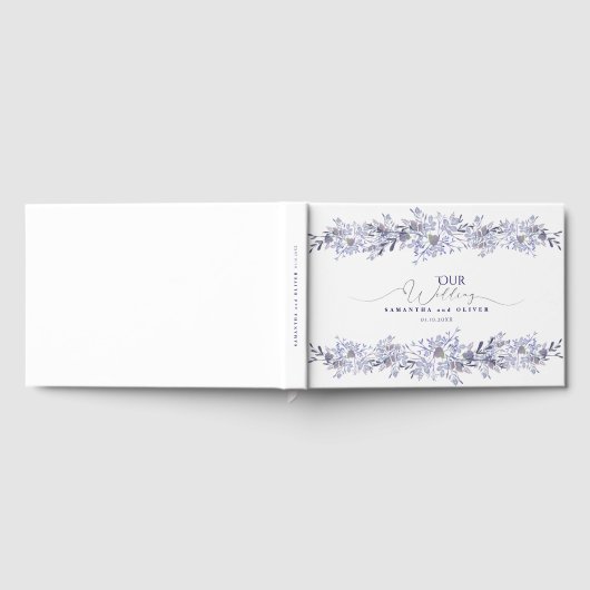 Elegant Lavender Botanical Wedding Guest Book ゲストブック (全面)