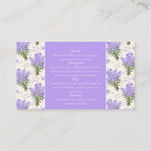Elegant Lavender Care Instructions Card  名刺 (裏面)