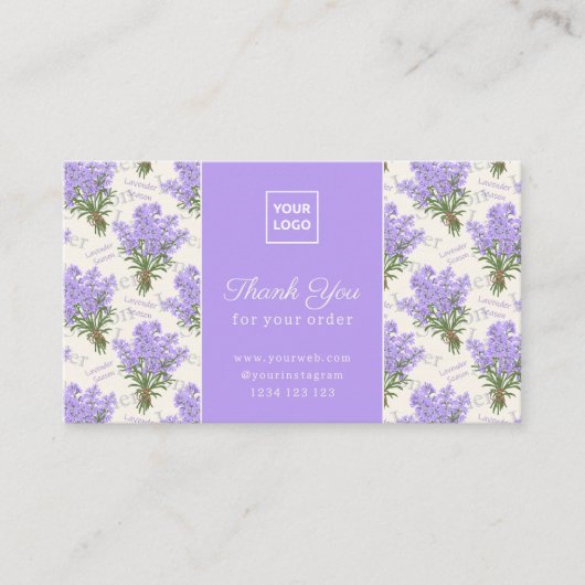 Elegant Lavender Care Instructions Card  名刺 (正面)
