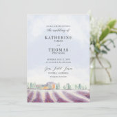 Elegant Lavender Field Rustic All in One Wedding 招待状 (スタンド正面)