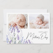 Elegant Lavender First Mother's Day 2 Photos Flat カード (正面)