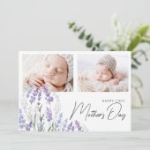 Elegant Lavender First Mother's Day 2 Photos Flat カード (スタンド正面)