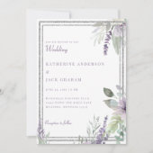Elegant Lavender Floral and Foliage Wedding  招待状 (正面)