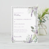 Elegant Lavender Floral and Foliage Wedding  招待状 (スタンド正面)
