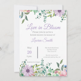 Elegant Lavender Floral Bridal Shower Invitation 招待状