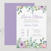 Elegant Lavender Floral Bridal Shower Invitation 招待状 (正面/裏面)