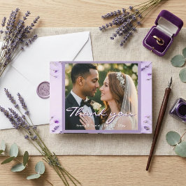 Elegant Lavender Floral Garden Wedding サンキューカード