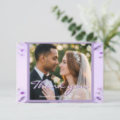 Elegant Lavender Floral Garden Wedding サンキューカード (スタンド正面)