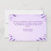 Elegant Lavender Floral Garden Wedding サンキューカード (裏面)