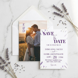 Elegant Lavender Floral Garden Wedding セーブザデート