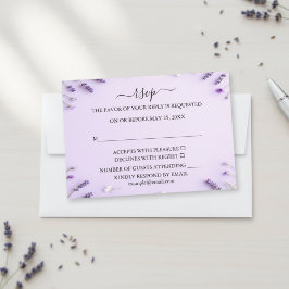 Elegant Lavender Floral Garden Wedding  出欠カード