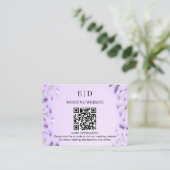 Elegant Lavender Floral QR Code Wedding エンクロージャーカード (スタンド正面)