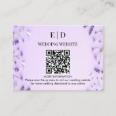 Elegant Lavender Floral QR Code Wedding エンクロージャーカード (正面)