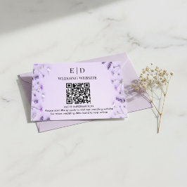 Elegant Lavender Floral QR Code Wedding エンクロージャーカード