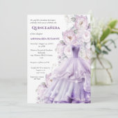 Elegant Lavender Floral Quinceañera Ball Gown |  招待状 (スタンド正面)