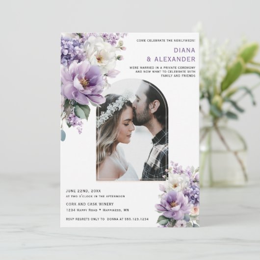Elegant Lavender Floral Reception Only | 招待状 (スタンド正面)