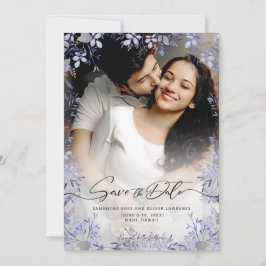 Elegant Lavender Floral Save the Date Card セーブザデート
