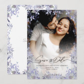 Elegant Lavender Floral Save the Date Card セーブザデート (正面/裏面)