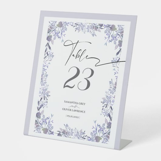 Elegant Lavender Floral Table Card 台座サイン (正面)
