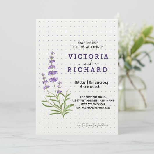 Elegant lavender floral wedding 招待状 (スタンド正面)