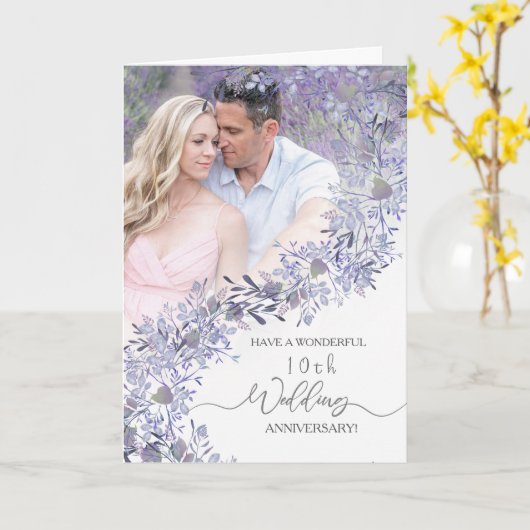Elegant Lavender Floral Wedding Anniversary  カード (黄色い花)