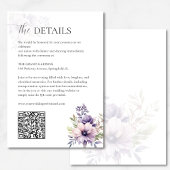 Elegant Lavender Floral Wedding Details QR Code  エンクロージャーカード