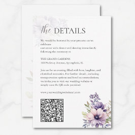 Elegant Lavender Floral Wedding Details QR Code  エンクロージャーカード