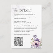 Elegant Lavender Floral Wedding Details QR Code  エンクロージャーカード (正面)