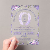 Elegant Lavender Floral Wedding Invitation アクリル招待状 (インサイチュ (ポータブル))